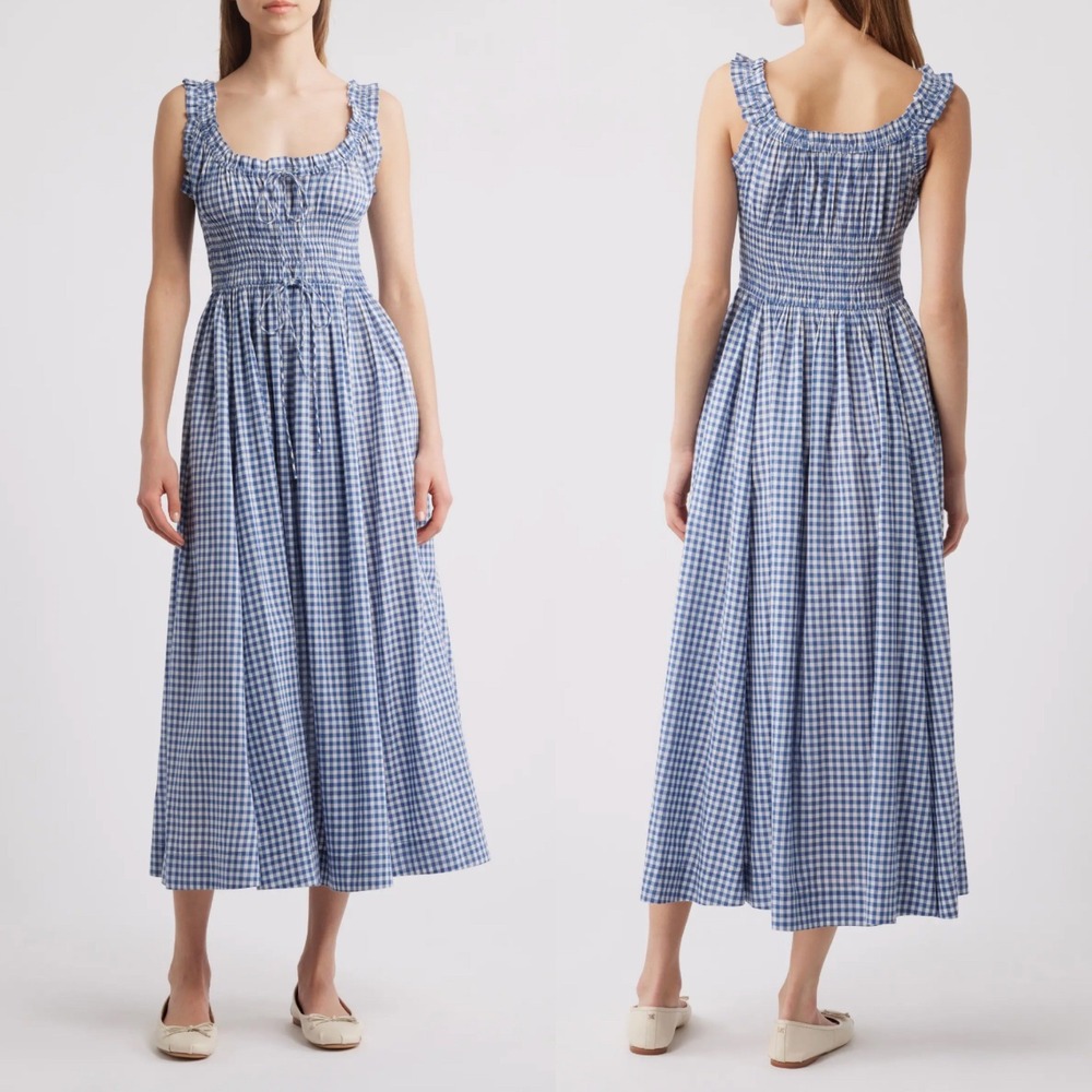 Doen Emmaretta Dress in Blue Gingham Size Medium NWT - Picture 16 of 16